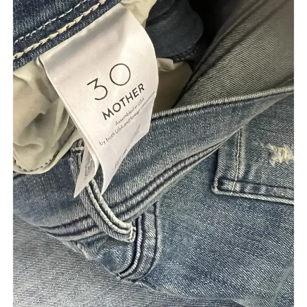 Mother The Weekender Fray Graffiti Girl Flare Jeans Distressed Stretch Size 30 - Picture 5 of 12